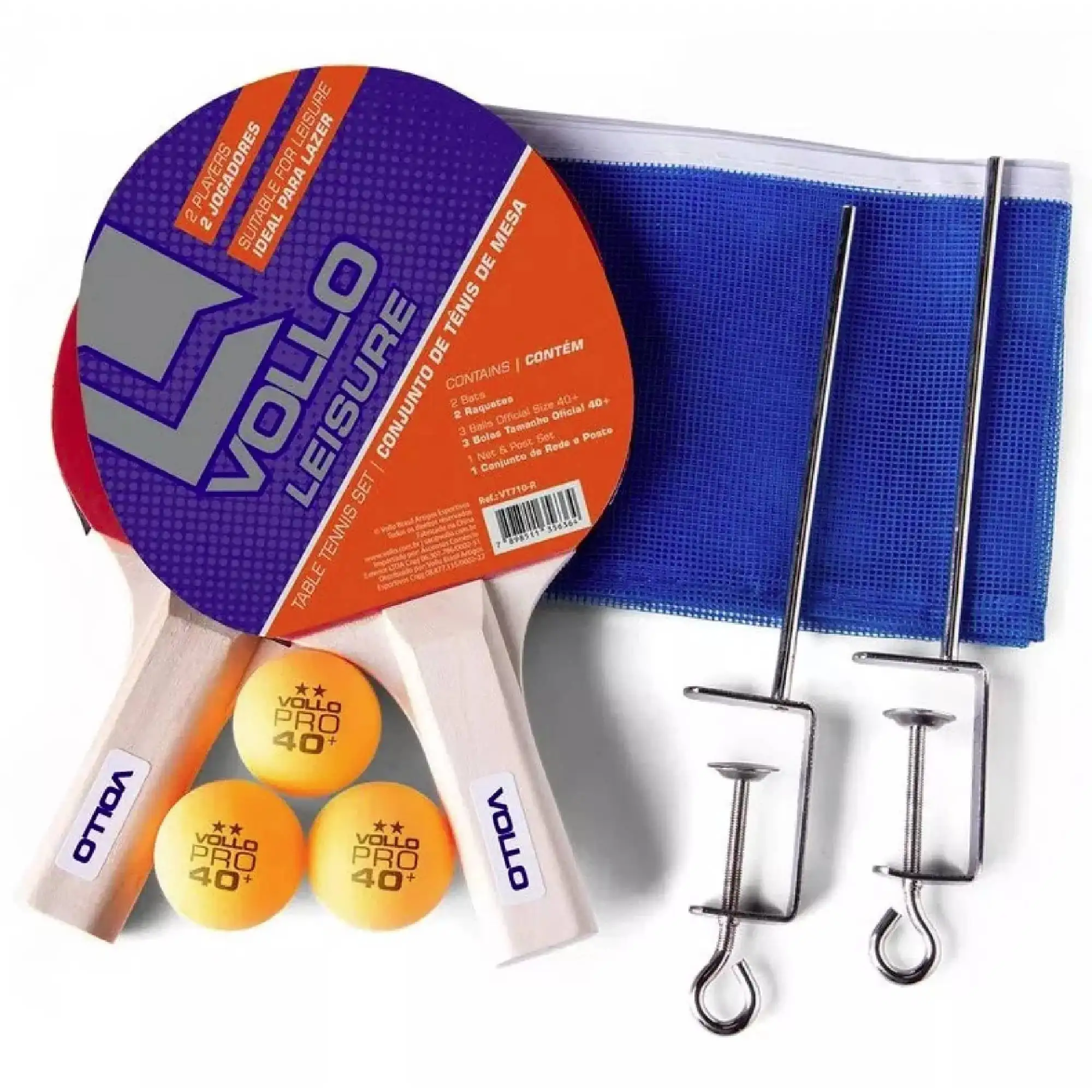 VOLLO OFFICIAL 2 Rackets/3 Balls/1 Net Table Tennis Kit