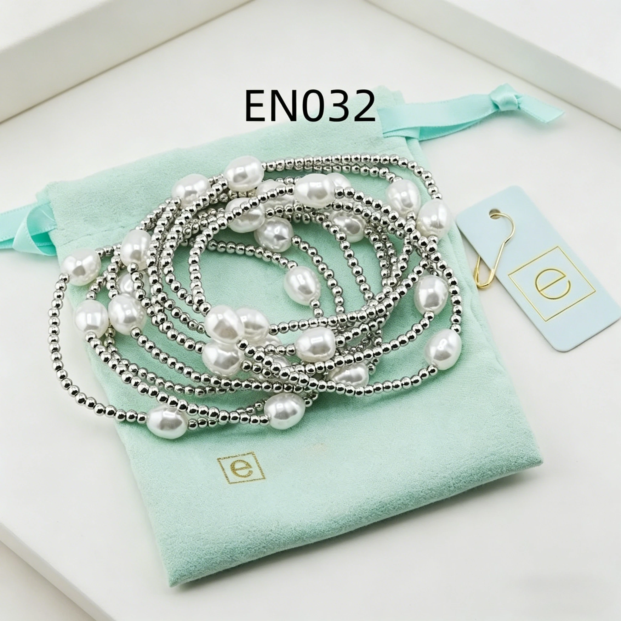 

VKVVA Fashion Jewelry Silver-plated Simple Daily Wear Multi-layered Pearl Bead Bracelet of 9pcs, Birthday Gifts for Women