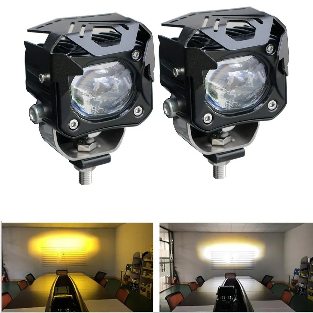 2X Car LED Work Light Spotlight for Offroad Motorcycle Boat Tractor Truck 4x4 SUV Fog Lights Yellow White Dual Color Spotlight