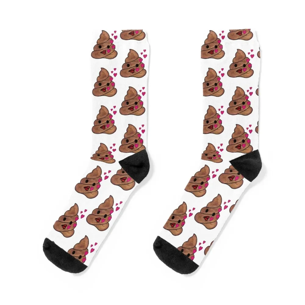 

Poop Emoji Blowing kisses Socks Hiking boots basketball Rugby cotton Men's Socks Women's