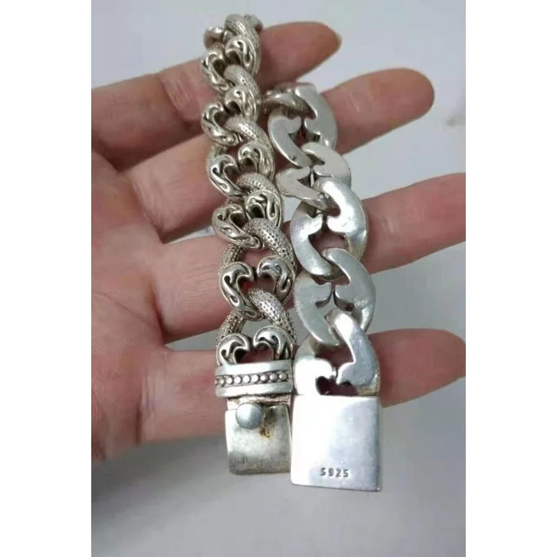 

Exquisite Chinese Tibet Silver Handmade Riding Whip Bracelet
