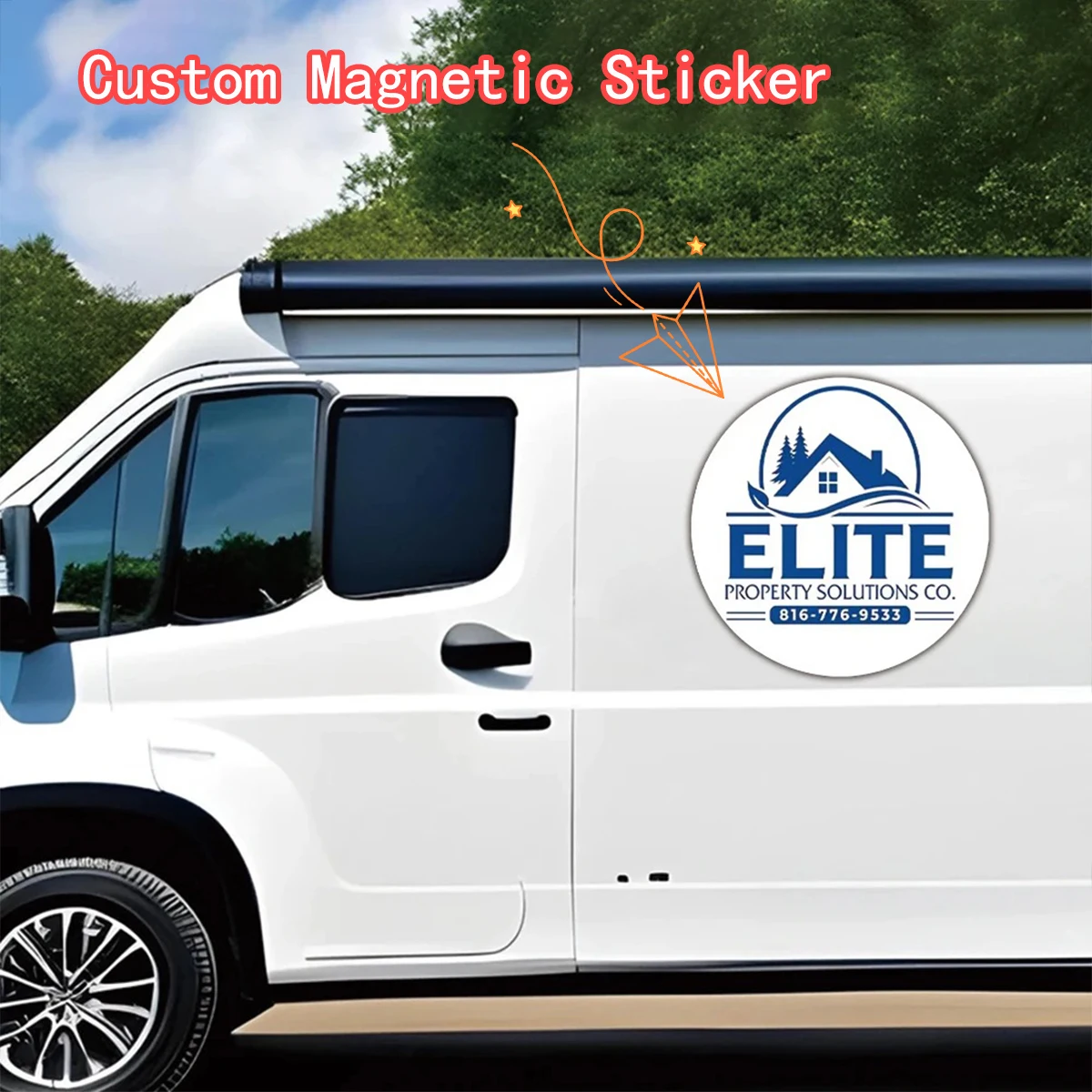 Custom Magnetic Car Sticker Personalized Logo Text Magnet Decal Customized Vehicle Door Sign Business Van Truck Advertising Magn