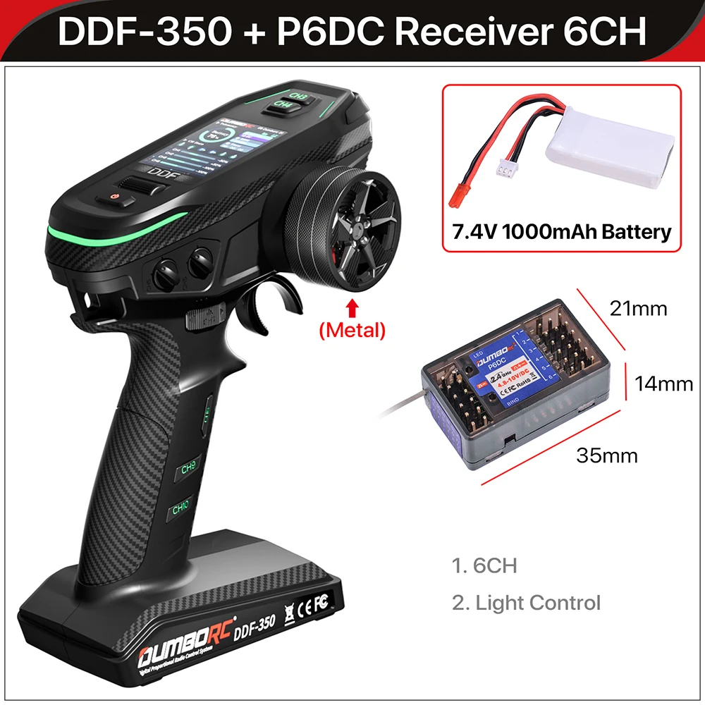DUMBORC DDF-350 Zender met Ontvanger 2.4G 10CH Digitale Radio Afstandsbediening voor RC Auto Boot Tank LCD FHSS Systeem