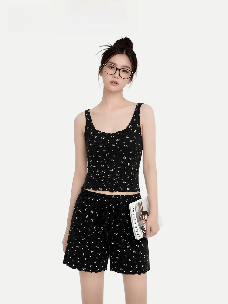 

Blue Flower Pure Cotton Women's Nightgown Strapless Cooling Sensation with Chest Pad Home Clothes Soft Breathable Summer Slee...