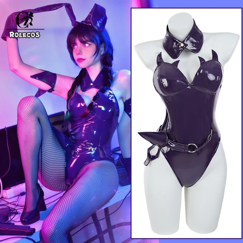 

ROLECOS Original Freeing Nazumi Yakuwa Bunny Girl Cosplay Costume Sexy Women Purple Dress Jumpsuit Outfit Halloween Fullset