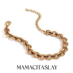 MamacitaSlay Stainless Steel 14K Gold Plated Circular Bracelet 2025 New Design Waterproof Jewelry Women's Charm Wrist Jewelry