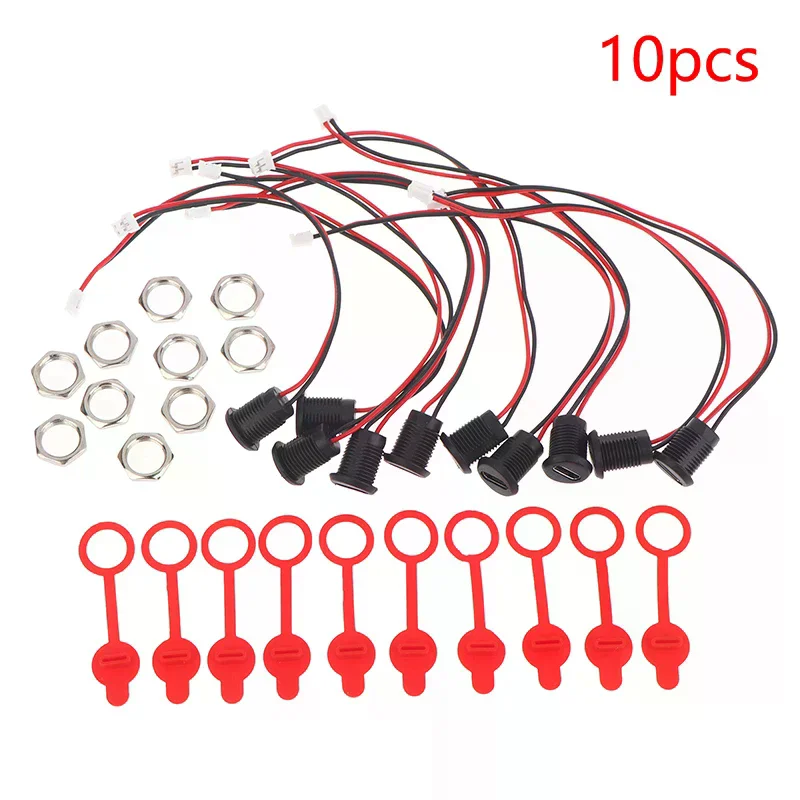 5/8/10Pcs 2Pin USB Type-C Charging Socket Female - 3A Mount Adapter With Cover Caps Charging Interface