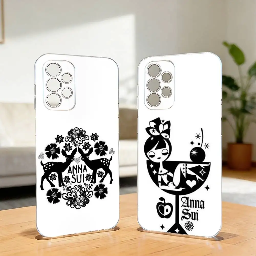 Fashion brand A-Anna S-Sui-i  Phone Case For Samsung S25,S24,S21,S22,S23,S30,Ultra,S20,Plus,Fe,Lite,Note,10,Transparent Cover