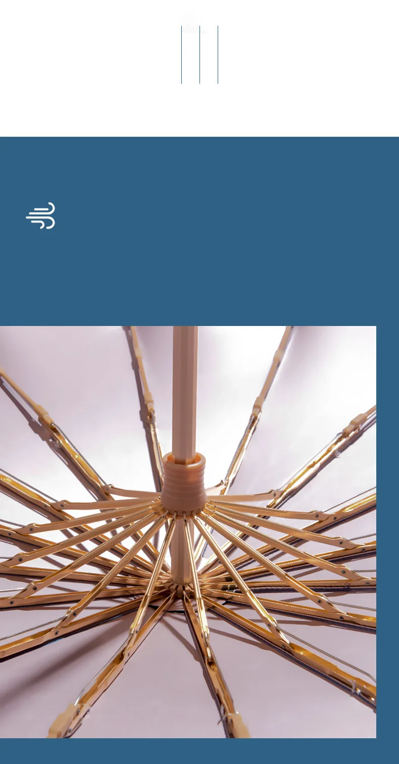 مظلة قوية معززة يدوية ثلاثية الطيات ، مظلة قابلة للطي مقاومة للرياح ، حماية كبيرة من الشمس ، عظام ، 1 16 #5