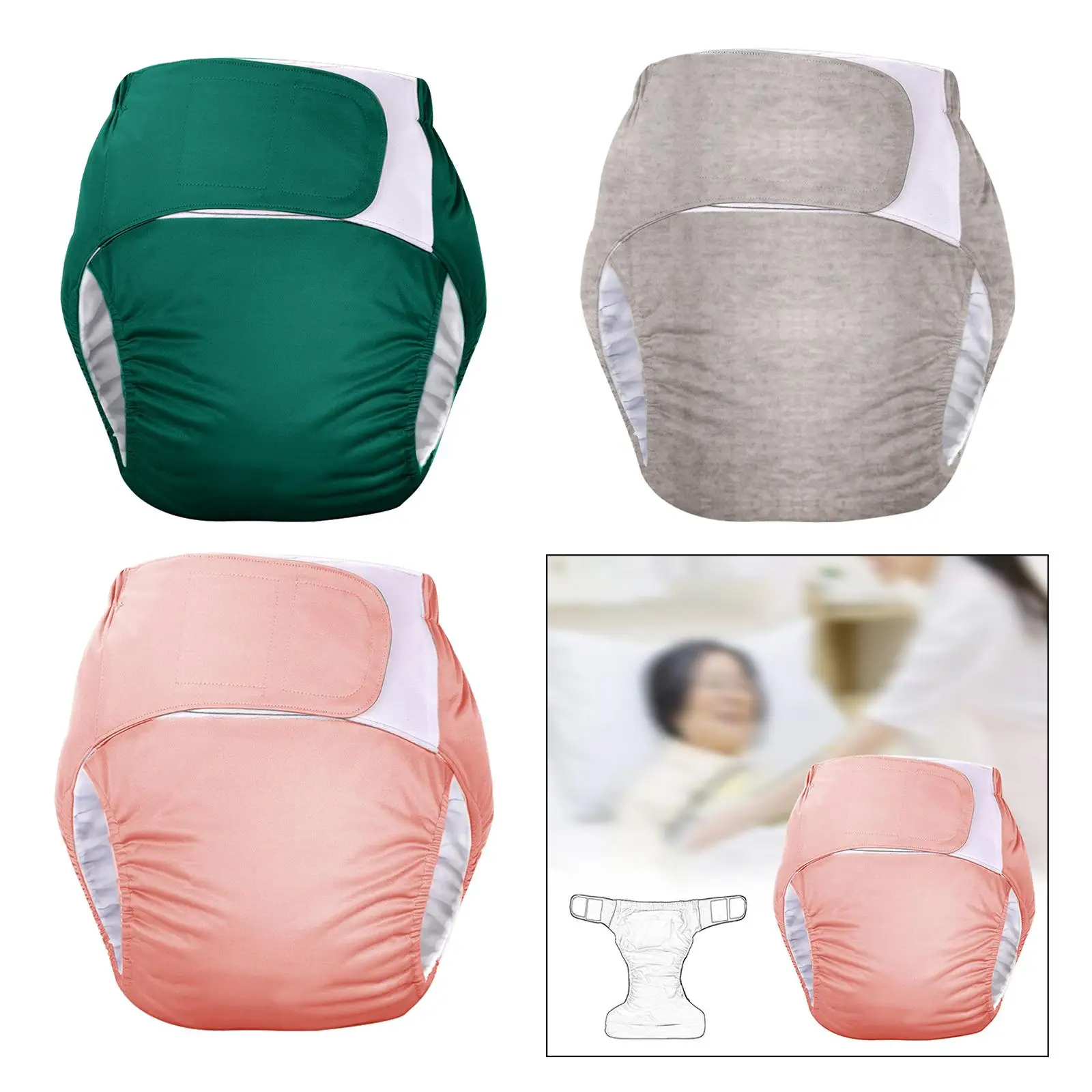 

Adult Cloth Diaper Washable Nappy Cover Incontinence Underwear for Seniors Fast Drying Soft Material Breathable Adjustable