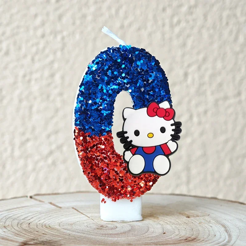 Niedliche Hello Kitty Glitzernde Farbverlauf-Zahlenkerze Kuchendekoration Süßes Thema Kindergeburtstags-Party-Zubehör Mädchen-Baby-Shower-Dekorationen – Detail 4
