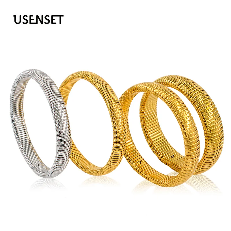 

10/12/16/20MM Stainless Steel Charms Trendy Bracelets Kpop Women Custom Elastic Bangle Accessories Gift Rock Jewelry