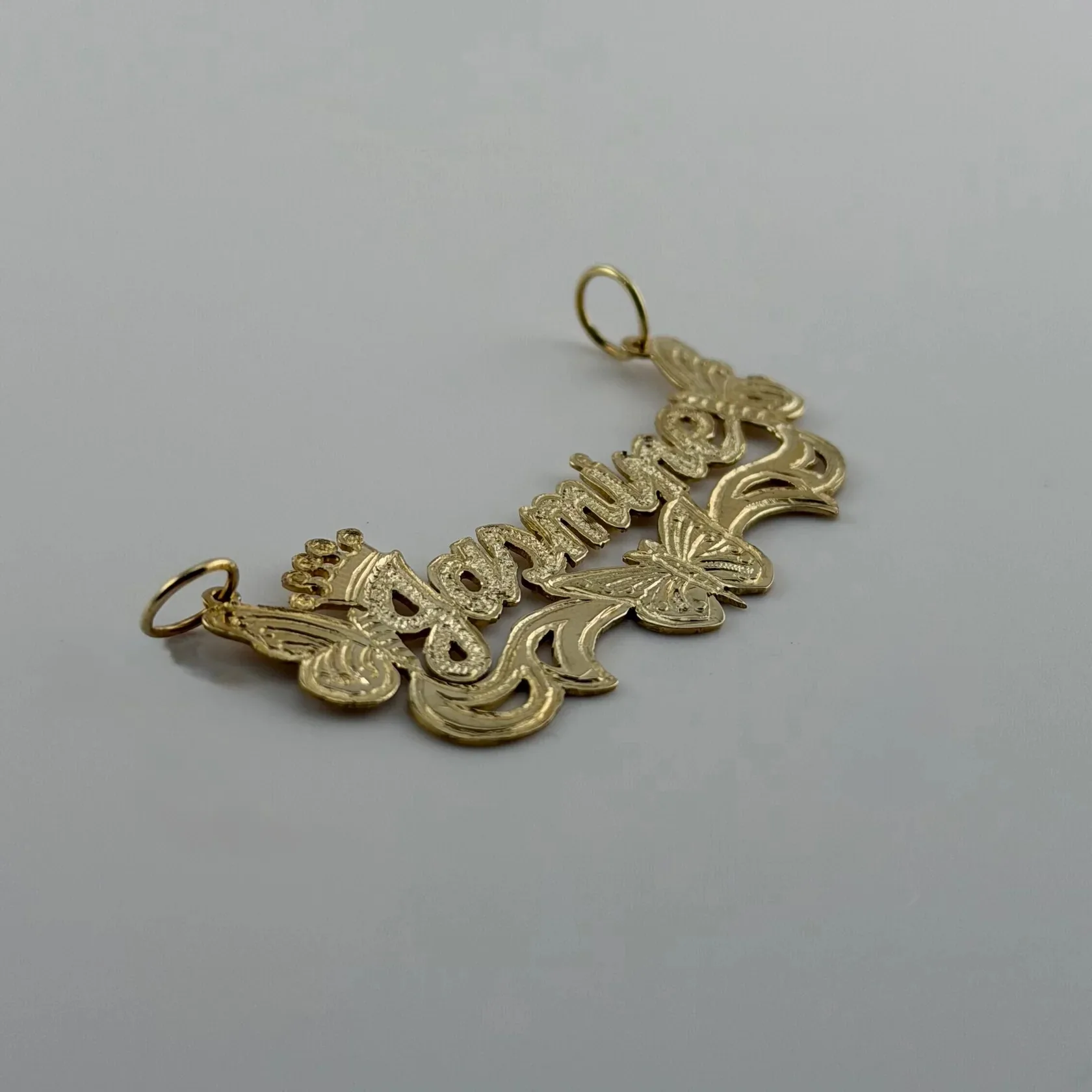 18K Gold Custom Butterfly Nameplate Personalized Deeply Engraved Name Neckalce Waterproof Jewelry Gift for Her with Cuban Chai