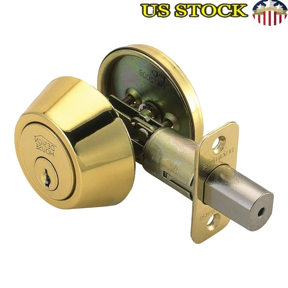 

Pro Deadbolt 2-Way Single Cylinder Latch Polished Brass ANSI Grade-3 Security Fits Standard Door Thickness Backsets High