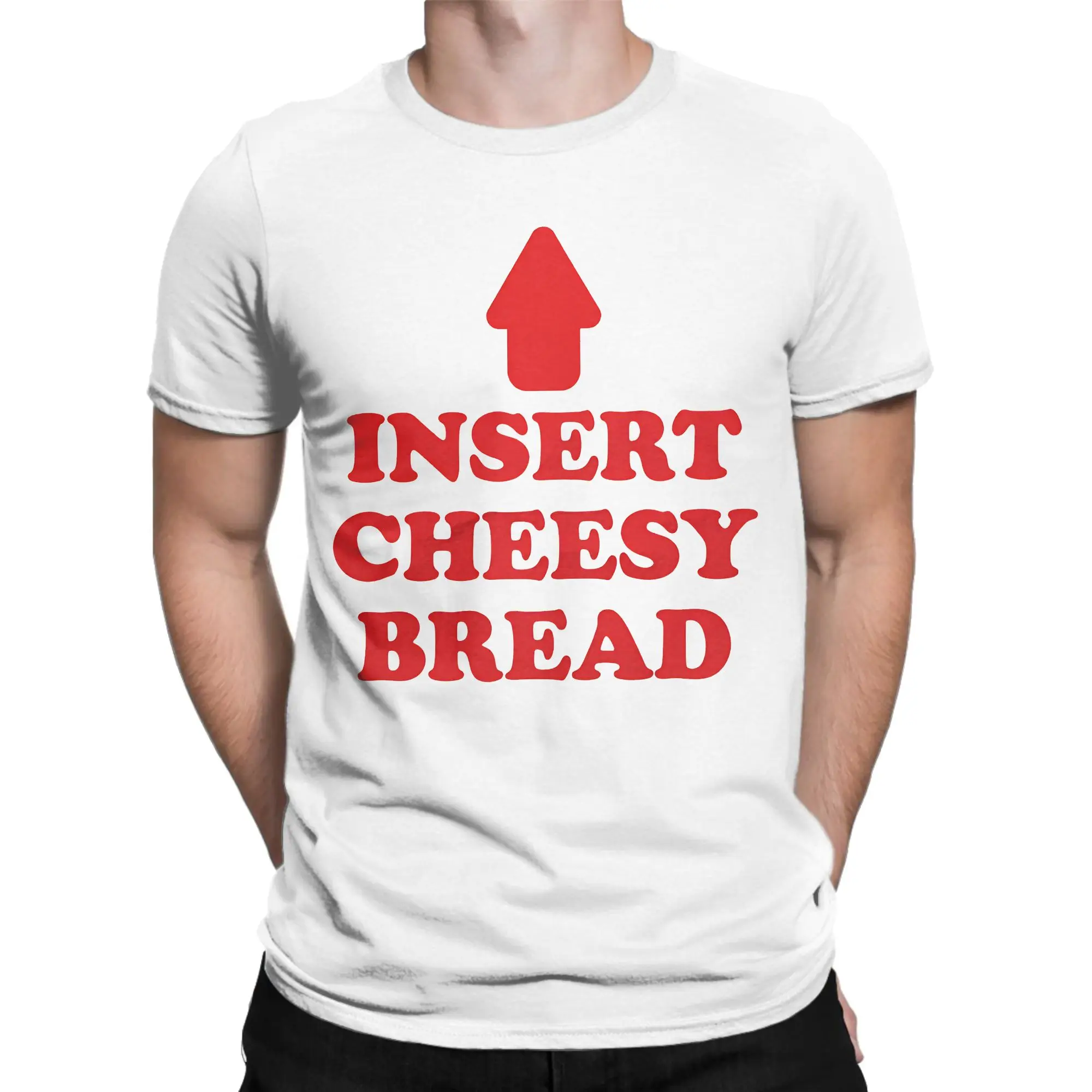 Insert Cheesy Bread T-Shirt Beach  Cotton T-Shirts For Men Leisure Casual Tee Shirt Short Sleeve Y2K Basic Tops