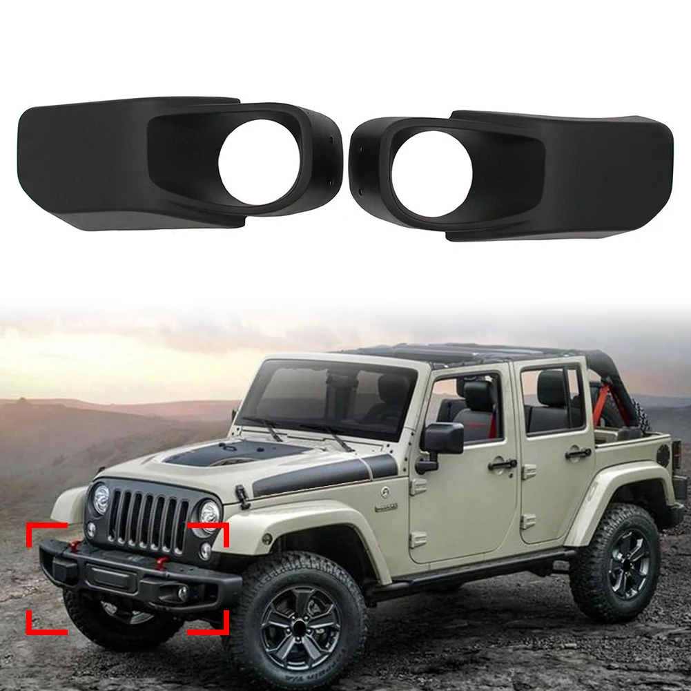 2Pcs Car Front Bumpe Fog Light Lamp Bezels Accessories For Jeep Wrangler 2013 2014 2015 2016 2017 68231962AA 68231963AA