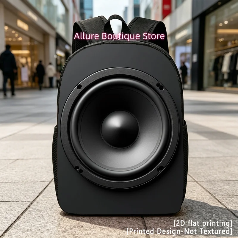 Black Sound Speaker, Casual Backpack, Travel Laptop Backpack, 2D Flat Printing, Rucksack with Ample Capacity - Suitable for Trav