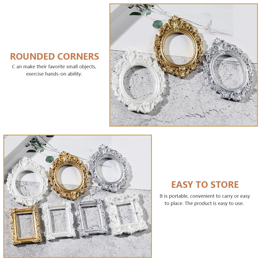 14 個バロックスタイル手作りアクセサリーミニ小道具フレーム DIY 小さなホルダー装飾レトロフレーム装飾セット