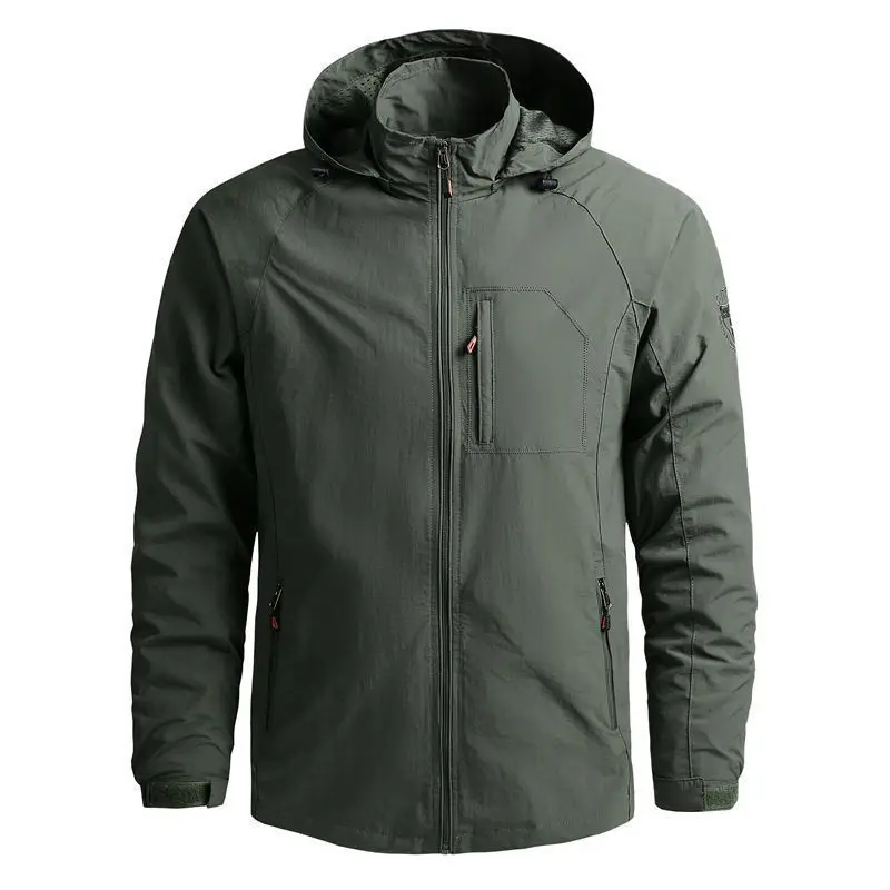 Veste cargo à capuche respirante pour hommes, manteau coupe-vent extérieur, blousons aviateur, randonnée, camping, pêche, vêtements pour hommes, automne