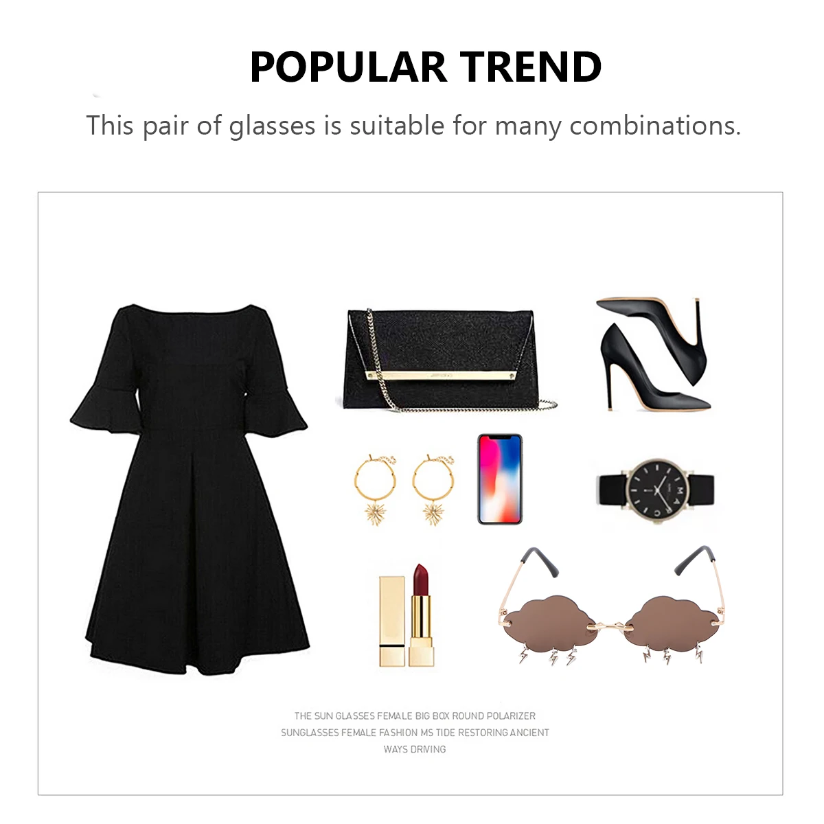 

Trendy Sunglasses Weird Shaped Black Fashionable Cloud Unique Glasses Sun Protection Party Accessories Stylish