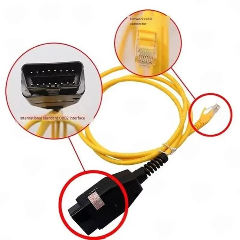 ENET For BMW F-Series ICOM Coding Data Cable, OBD2 To Ethernet Interface Cable For BMW OBDII Scanner, Diagnostic Tool-Y41A