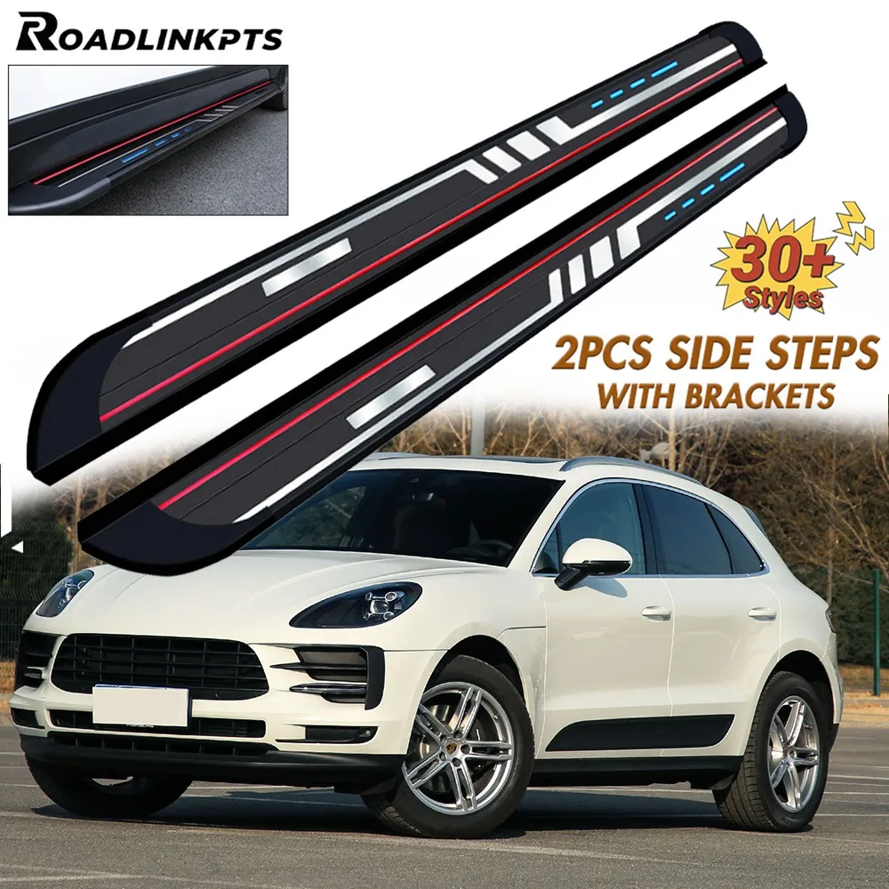 

2 шт., алюминиевые 3,9 дюйма, 4,3 дюйма, широкие фиксированные боковые ступеньки, подходят для Porsche Macan 2014-2024, подножки, Nerf Bars, рельсы, пластины, педали