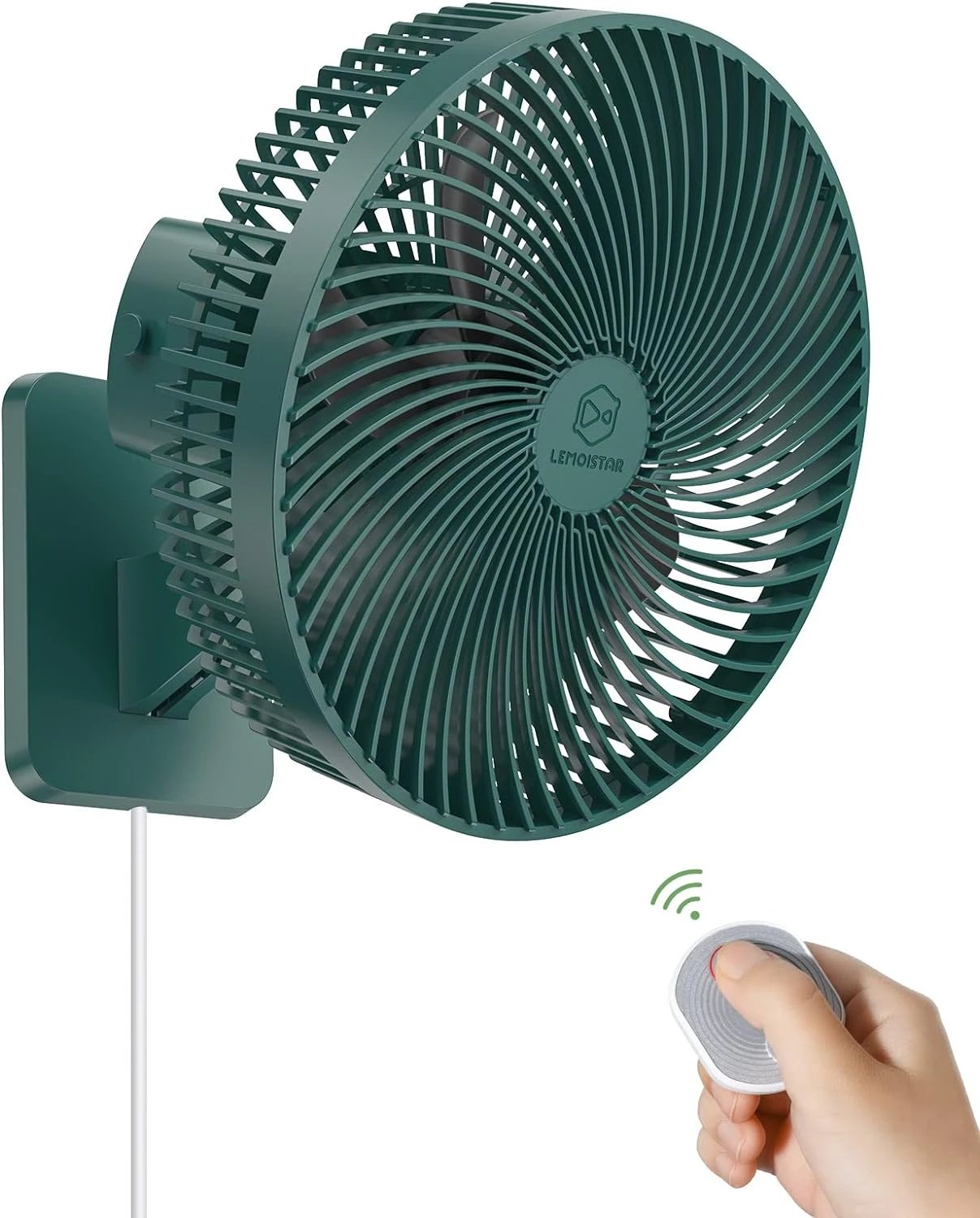 

8 Inch Small Wall Mounted Fan with Remote Control, AC/DC(12V), 90°Oscillating, 4 Speeds, Timer, Adjustable Tilt,70-Inches Cord