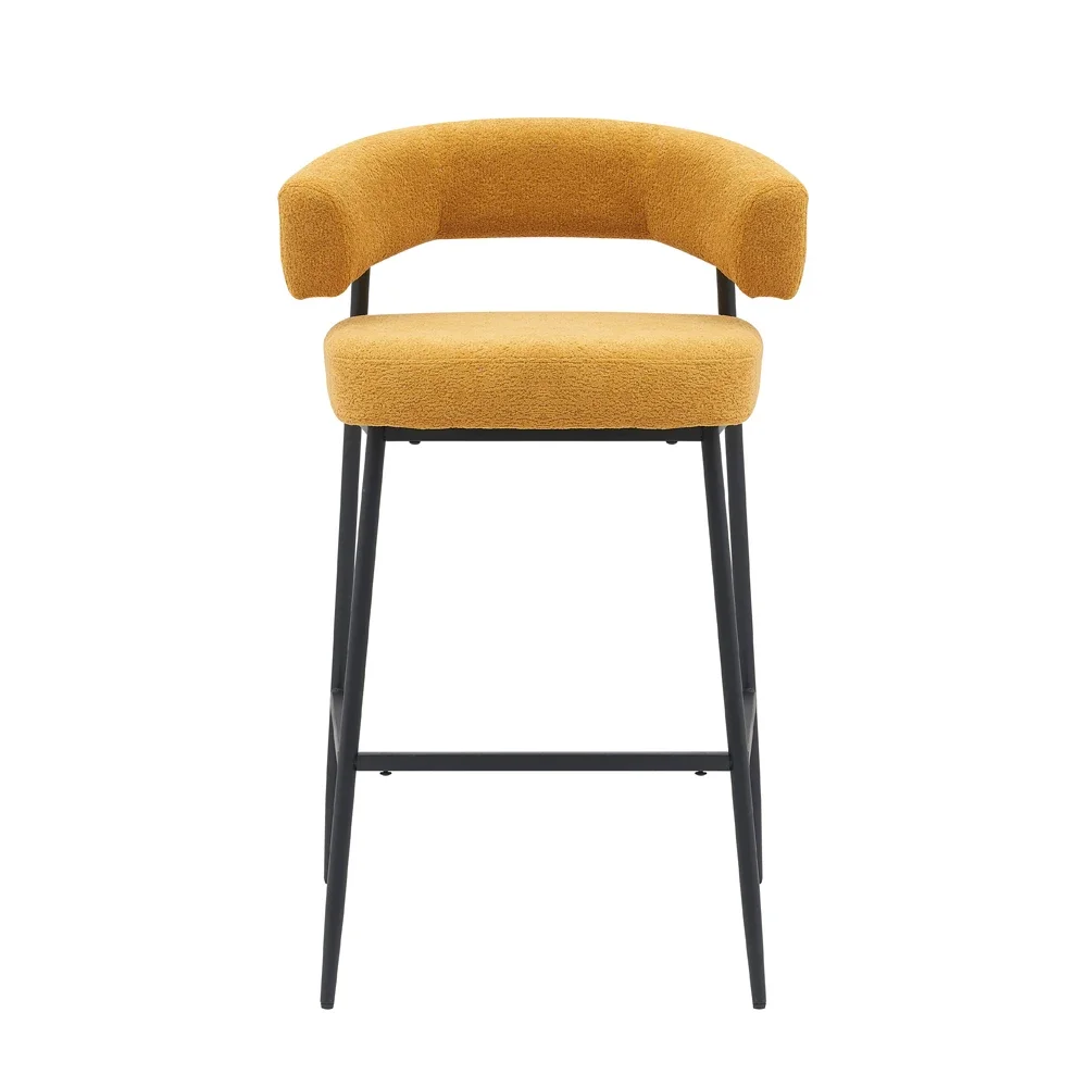

For Hot Sale Fabric Seat Metal Frame Height Fixed Orange Bar Stool High Bar Chair