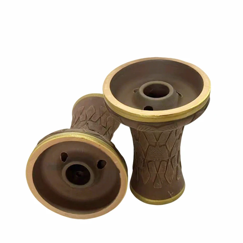 Black Brown Embossed Ceramic Shisha Bowl Gold Silver Border Durable Russian Hookah Bowl Charcoal Holder Hookah Parts For Chicha
