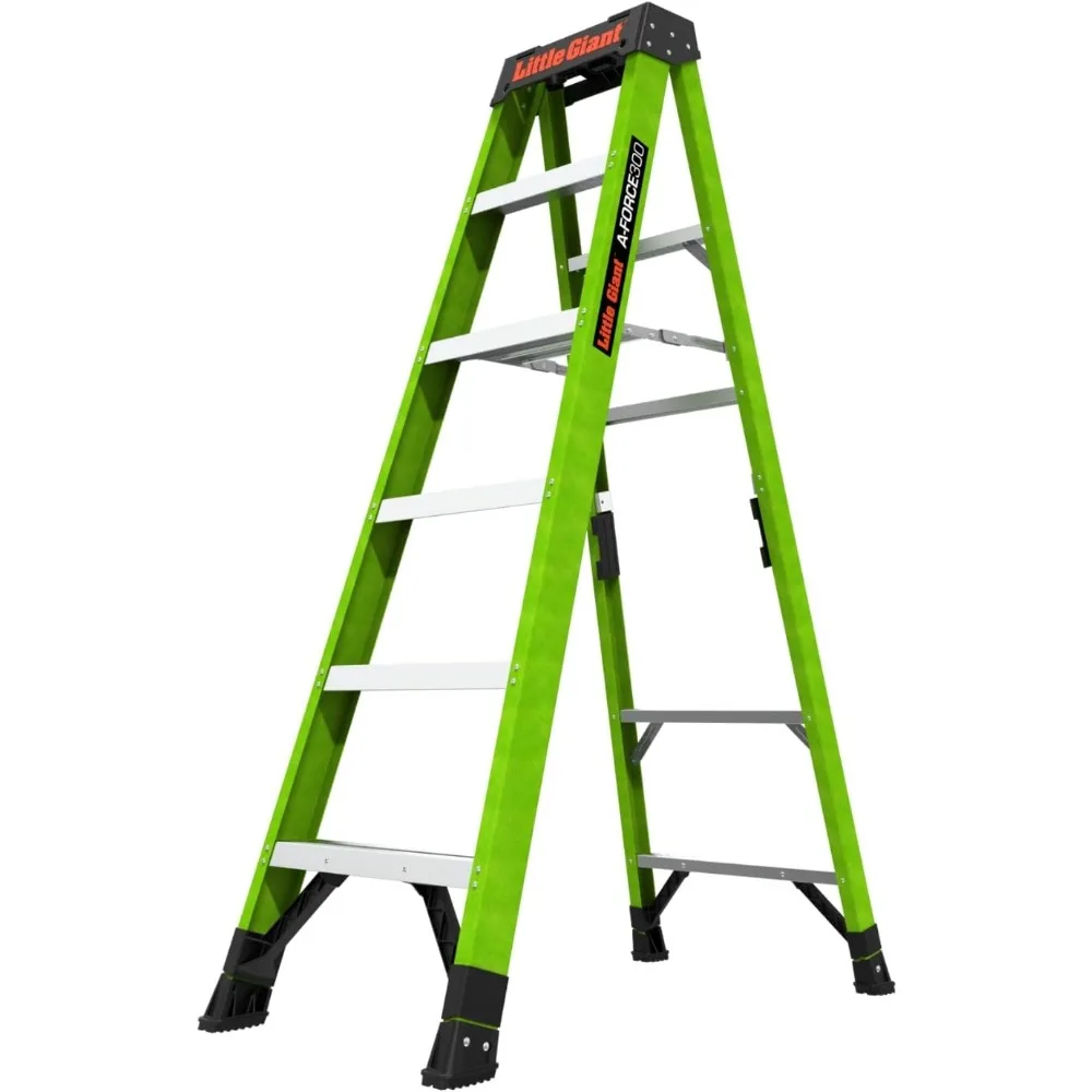 

A-Force300 6 Ft Ladder with 5in Spreader Step, Lightweight Non-Conductive Fiberglass Step Ladder with Slip-Resistant Feet, 300