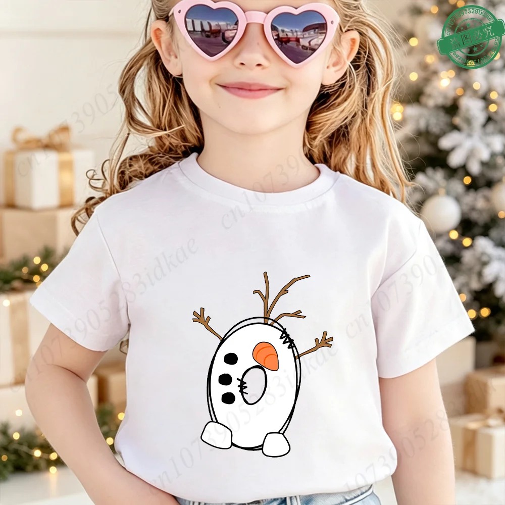 Christmas Cute Design A‑Z 26 Alphabet Printed Kids Tee Cotton O‑Neck Short Sleeve Boys Girls Winter Holiday Party Child Clothing