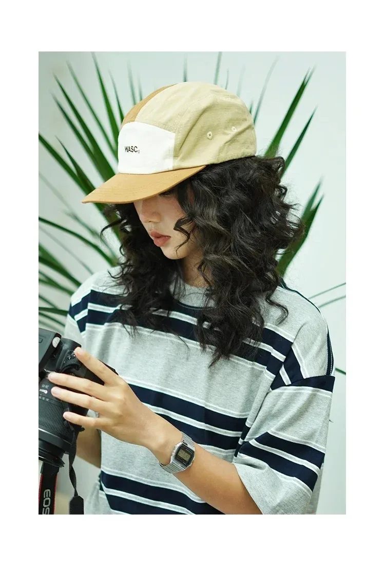 Japanese 5 Panel Patchwork Color Hip Hop Skateboard Baseball Caps Summer Sun Protection Outdoor Quick Dry Camping Street Cap