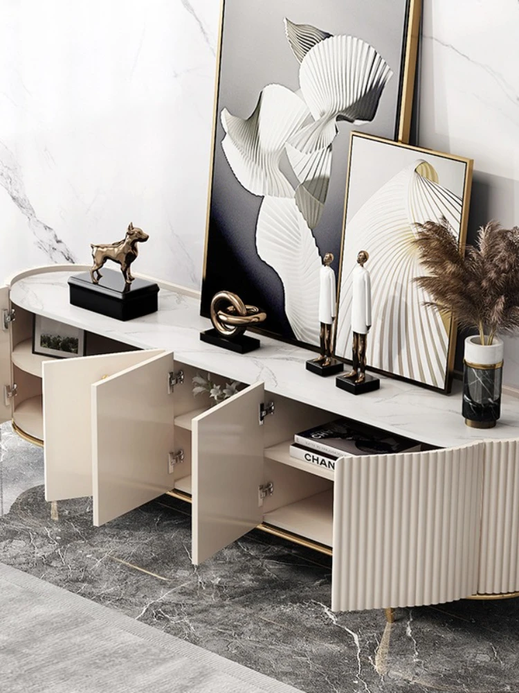 American Light Luxury Solid Wood TV Cabinet Italian Minimalist Modern Living Room Audio-visual Cabinet Video Cabinet Furniture