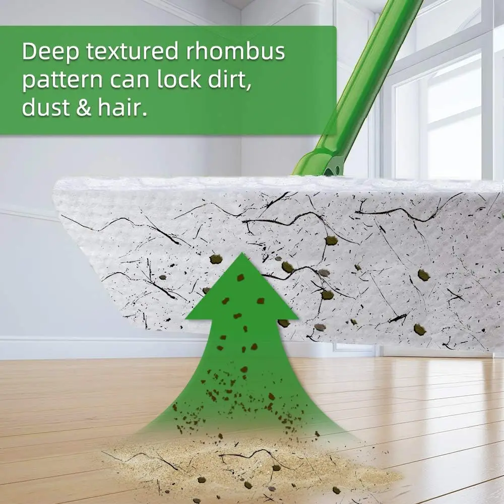 X Home 200 Count Dry Sweeping Pad Refills Sweeper Dry Cloth Flat Mop Cloths 11 x 8.6 inch Cleaning Starter Kit Static Duster view 3