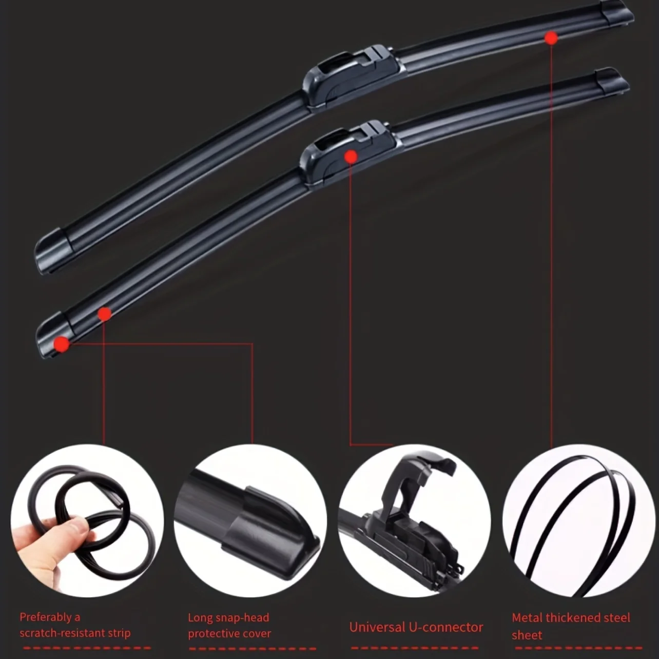 Automotive Universal U-type Soft Rubber Boneless Wiper HD Quiet Durable Reduce Noise Automotive Wiper  16\