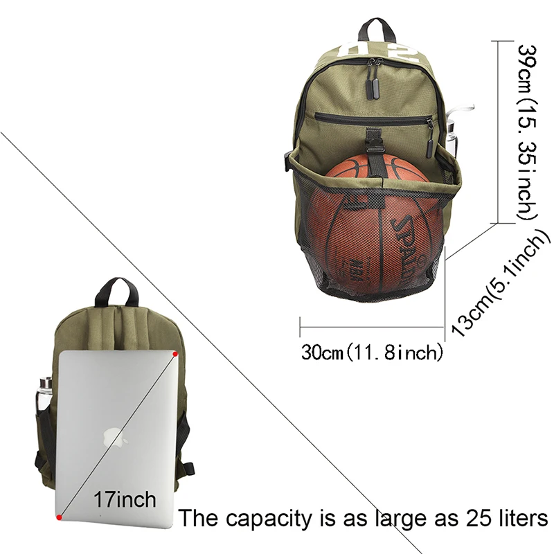 20-25L Portable Drawstring Basketball Backpack Mesh Bag , with Kettle Pocket  Rucksack Outdoor Sports Traveling Gym Yoga