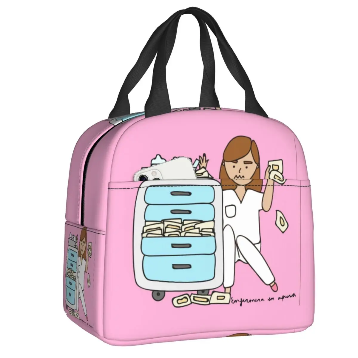 

Термоизолированные сумки для обеда Custom Enfermera En Apuros для женщин, врачей и медсестер, многоразовые сумки-тоут для путешествий, многофункциональный контейнер для еды