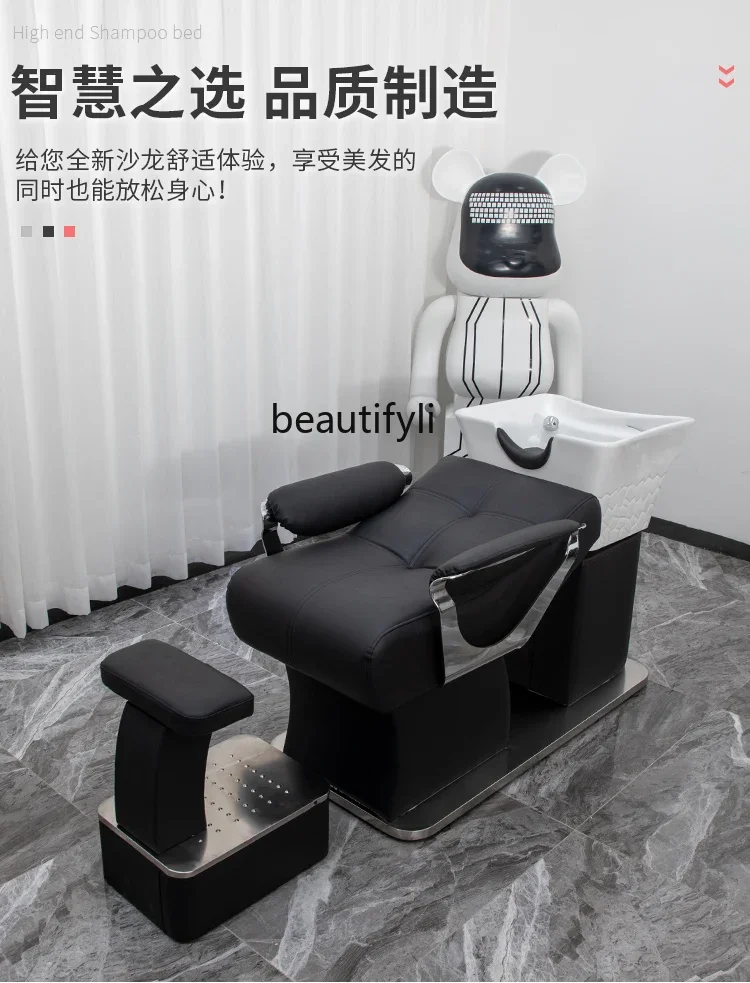 smt03 Liegender halber Shampoo-Stuhl für den Friseursalon, spezielles Spülbett, Massagecouch, Friseursalon, Keramikbecken