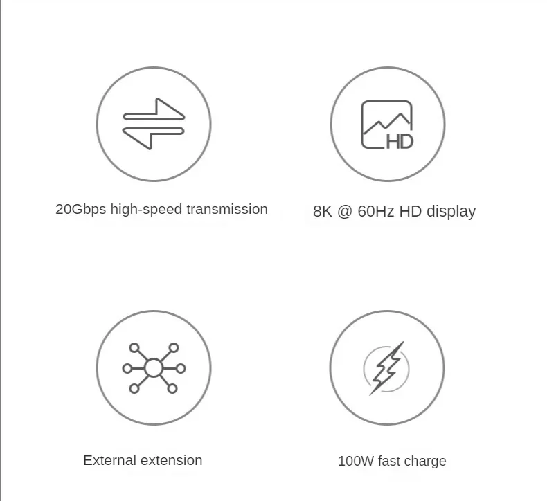 USB4 Thunderbolt 3 Кабель PD 100 Вт 5 А Кабель для быстрой зарядки USB типа C к кабелю типа C 8K при 60 Гц 20 Гбит/с Кабель для передачи данных для Macbook Pro 2/3 м