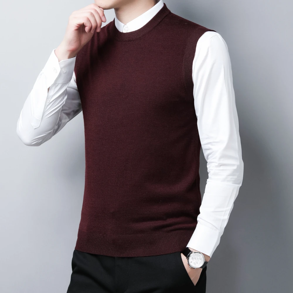 COODRONY Brand Men's Knitted Wool Vests A&W Warm O-Neck Sleeveless Sweater Vest Men Soft Business Casual Clothing XXS - XL 5093