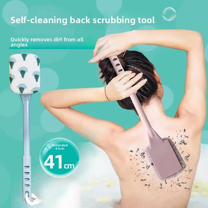 

Скруббер для ванны с длинной ручкой, самоочищающийся скруббер Ba, мощное отшелушивающее банное полотенце в комплекте, больше не содержащий инструмент для помощи при купании