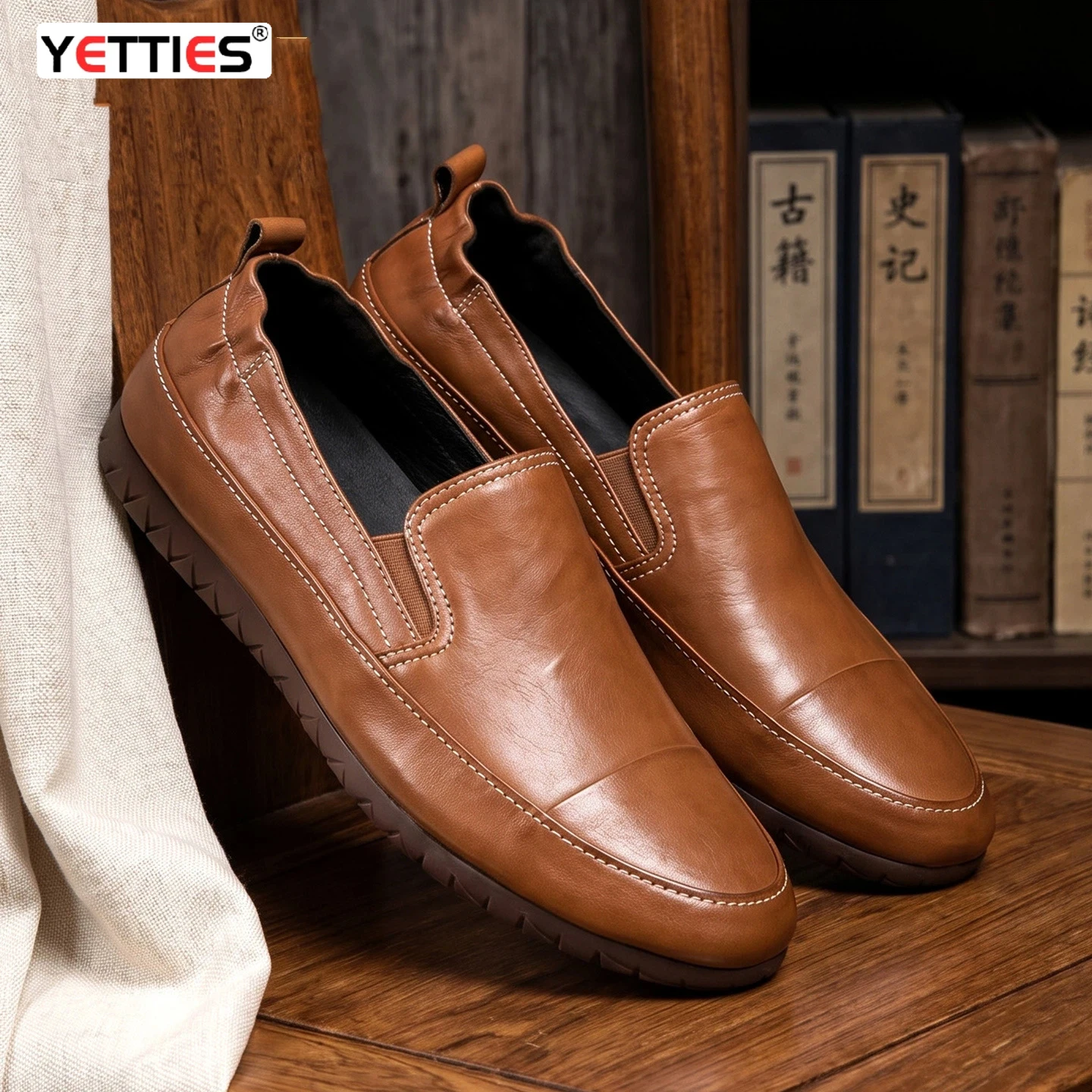 Genuine leather loafers for men, new style, soft sole, versatile slip-on black casual leather shoes, British handmade loafers
