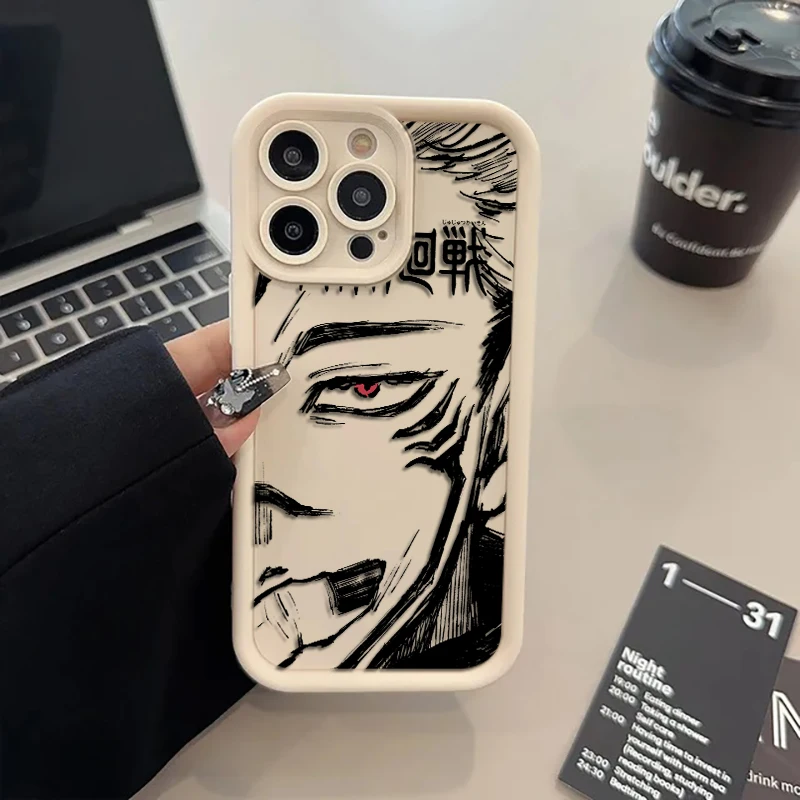 Jujutsu Kaisen Anime For iPhone 15 14 13 12 11 Pro Max XS Max X XR 7 8 Plus 6S Liquid Eye Ladder Phone Case