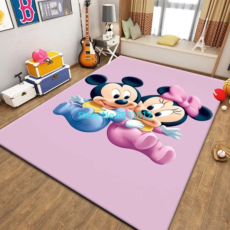 Anime Mickey Mouse Minnie Rug Carpet for Baby Kids Bedroom Living Room Non-slip Mats Home Floor Mat Decor 80x120cm