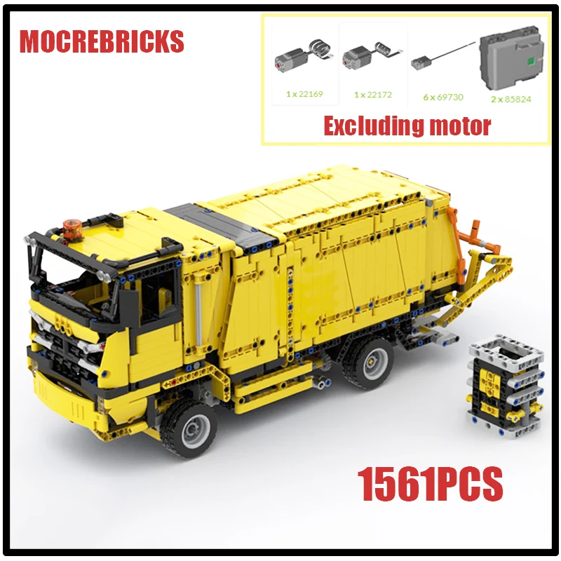 

Urban Engineering Vehicle Series Mini Garbage Truck Model Building Block DIY High-tech Bricks Puzzle Toys For Childrens Adults