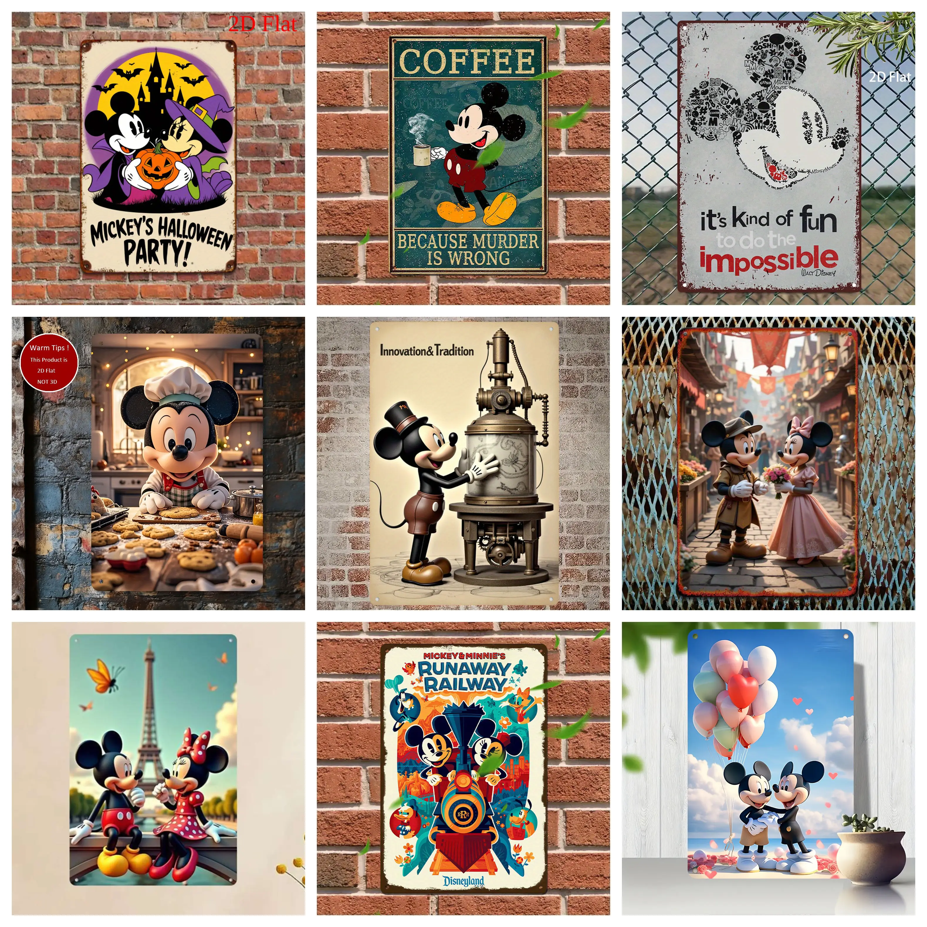 

Miniso Mickey Slogans Tin Metal Signs wall decor Vintage Tin Signs Captain Metal Poster Decor for Bar Pub Club Wall Decoration
