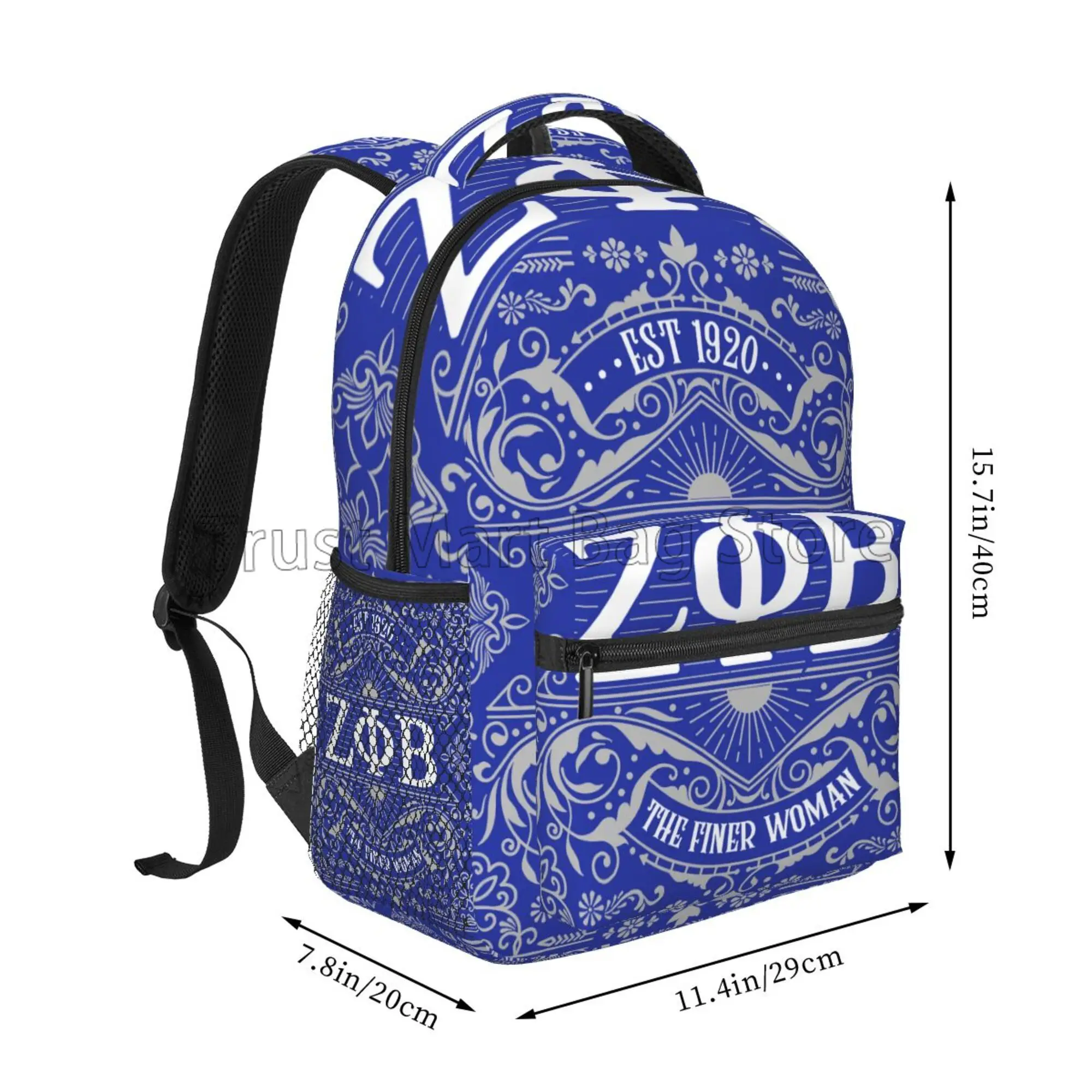 Personalized Zeta Phi Beta Sorority Logo Backpack for Greek Letter 1920 Travel Hiking Daypack Lightweight Large Laptop Backpacks