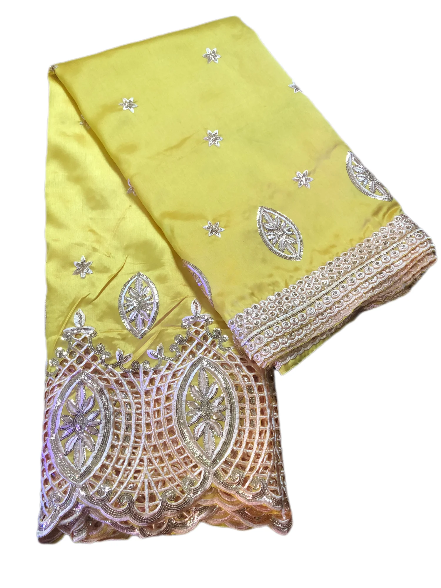 Popular African George Fabric High Quality Indian Raw Silk George Wrappers Hot Nigerian Lace Fabrics Set With Blouse For Wedding