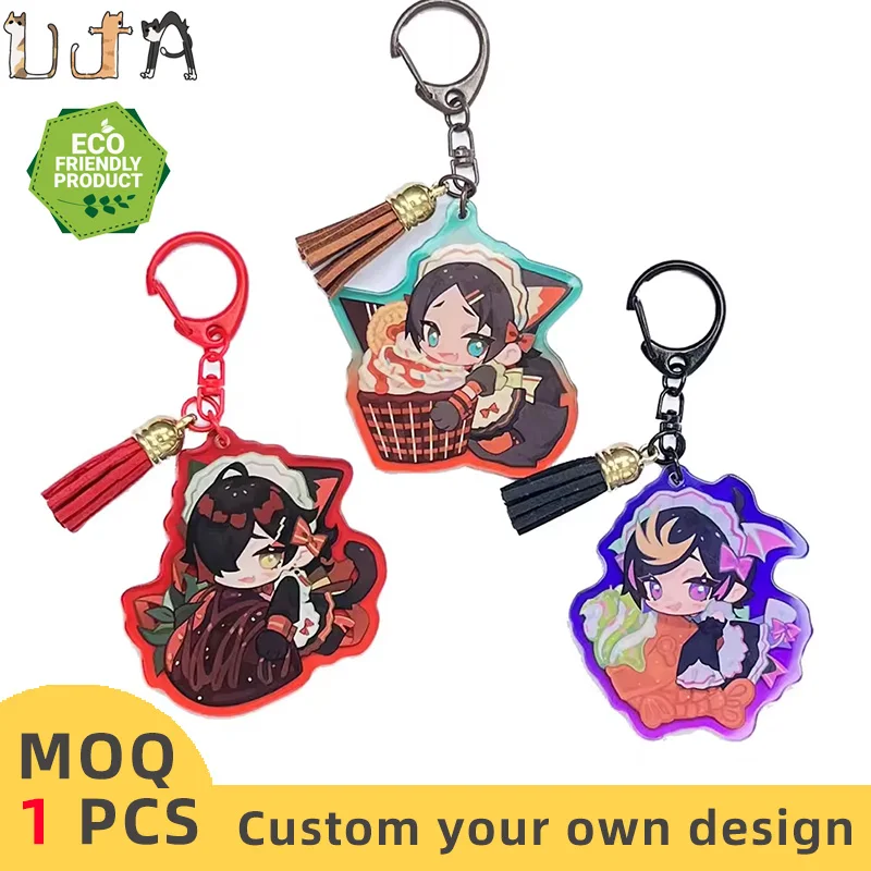 UJA CNC Diamond Cut Car Keychain Custom Pvc Acrylic Blanks 3D Clear Keychains In Bulk Cute Luxury Charms