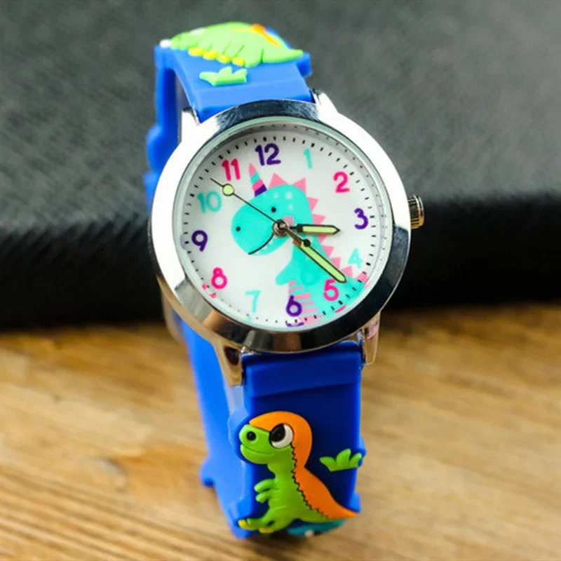 Kids Children Girls Boys Students Rainbow Unicorn Dinosaur Colourful Silicone Watches Lovely Stars Party Gift Quartz Wrist Watch